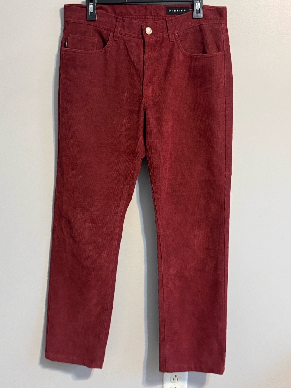 Dunning Golf Men's 34 Burgundy Corduroy 5 Pocket Pants Straight Leg